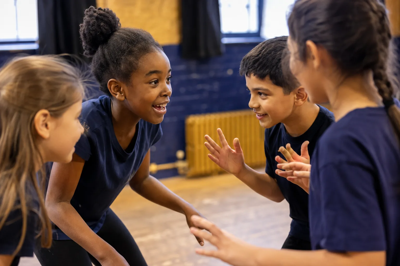 Children collaborating during a drama exercise